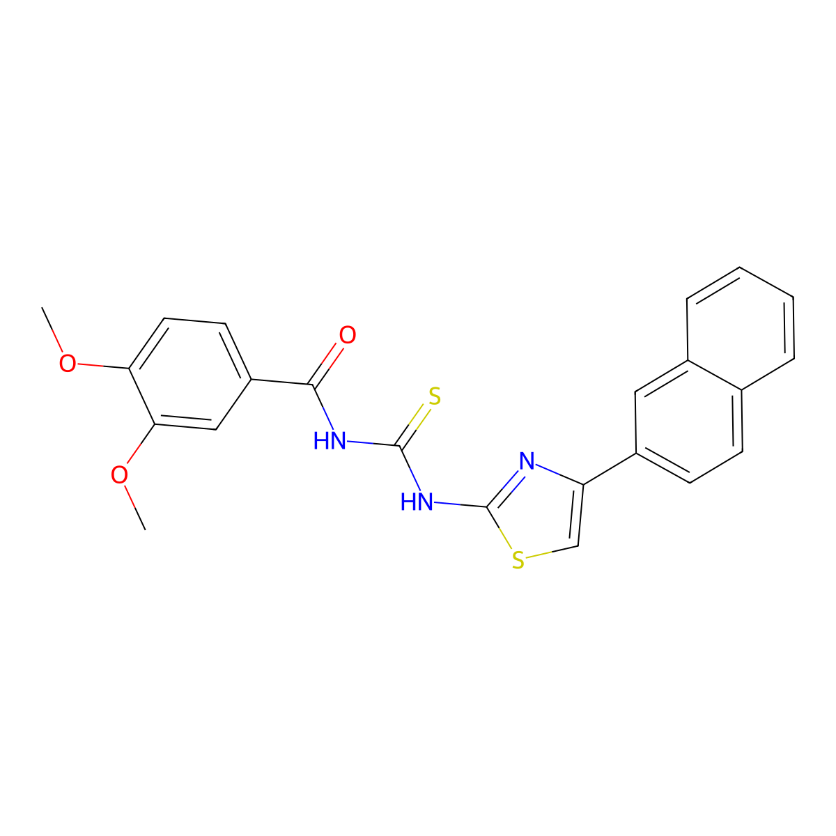 3,4-dimethoxy-N-[(4-naphthalen-2-yl-1,3-thiazol-2-yl)carbamothioyl]benzamide molecular structure, CAS 433974-88-0