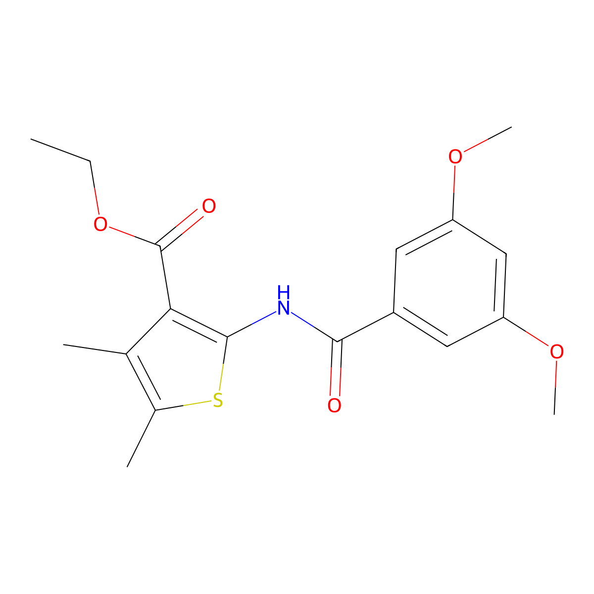 Ethyl 2-(3,5-dimethoxybenzamido)-4,5-dimethylthiophene-3-carboxylate molecular structure, CAS 433974-91-5