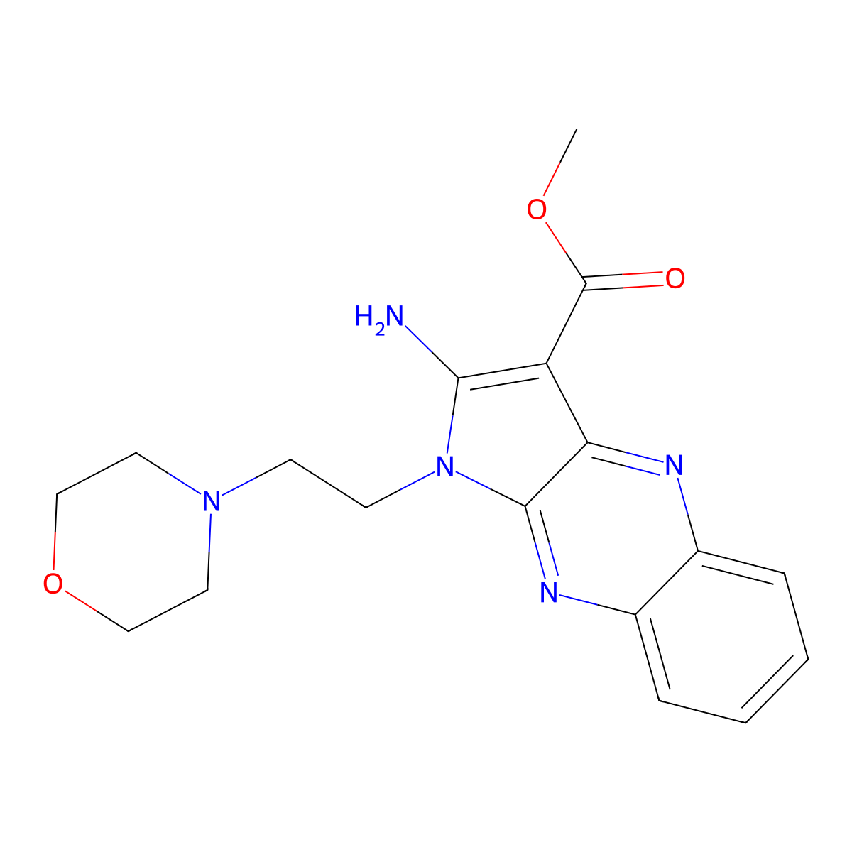 methyl 2-amino-1-[2-(4-morpholinyl)ethyl]-1H-pyrrolo[2,3-b]quinoxaline-3-carboxylate molecular structure, CAS 433975-02-1