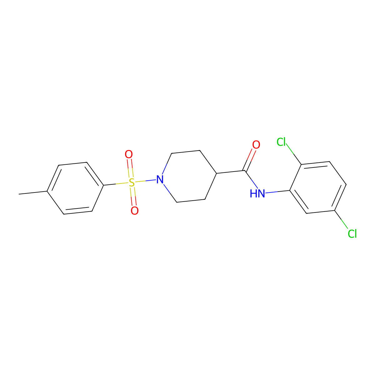 N-(2,5-dichlorophenyl)-1-(4-methylphenyl)sulfonylpiperidine-4-carboxamide molecular structure, CAS 433975-09-8