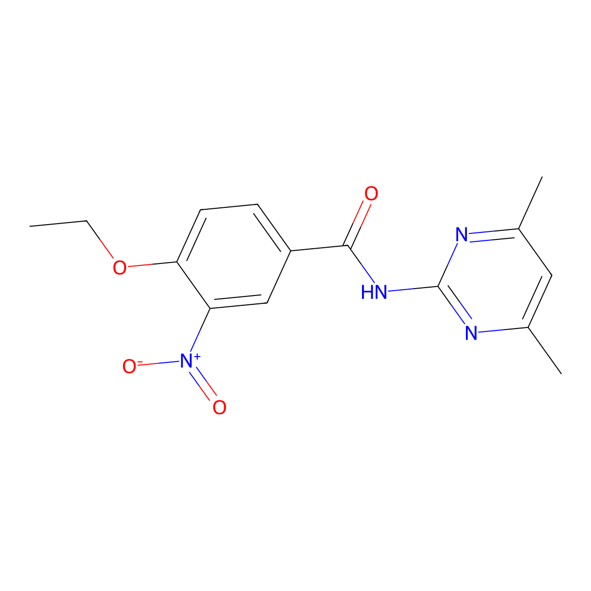 N-(4,6-dimethylpyrimidin-2-yl)-4-ethoxy-3-nitrobenzamide molecular structure, CAS 433975-15-6