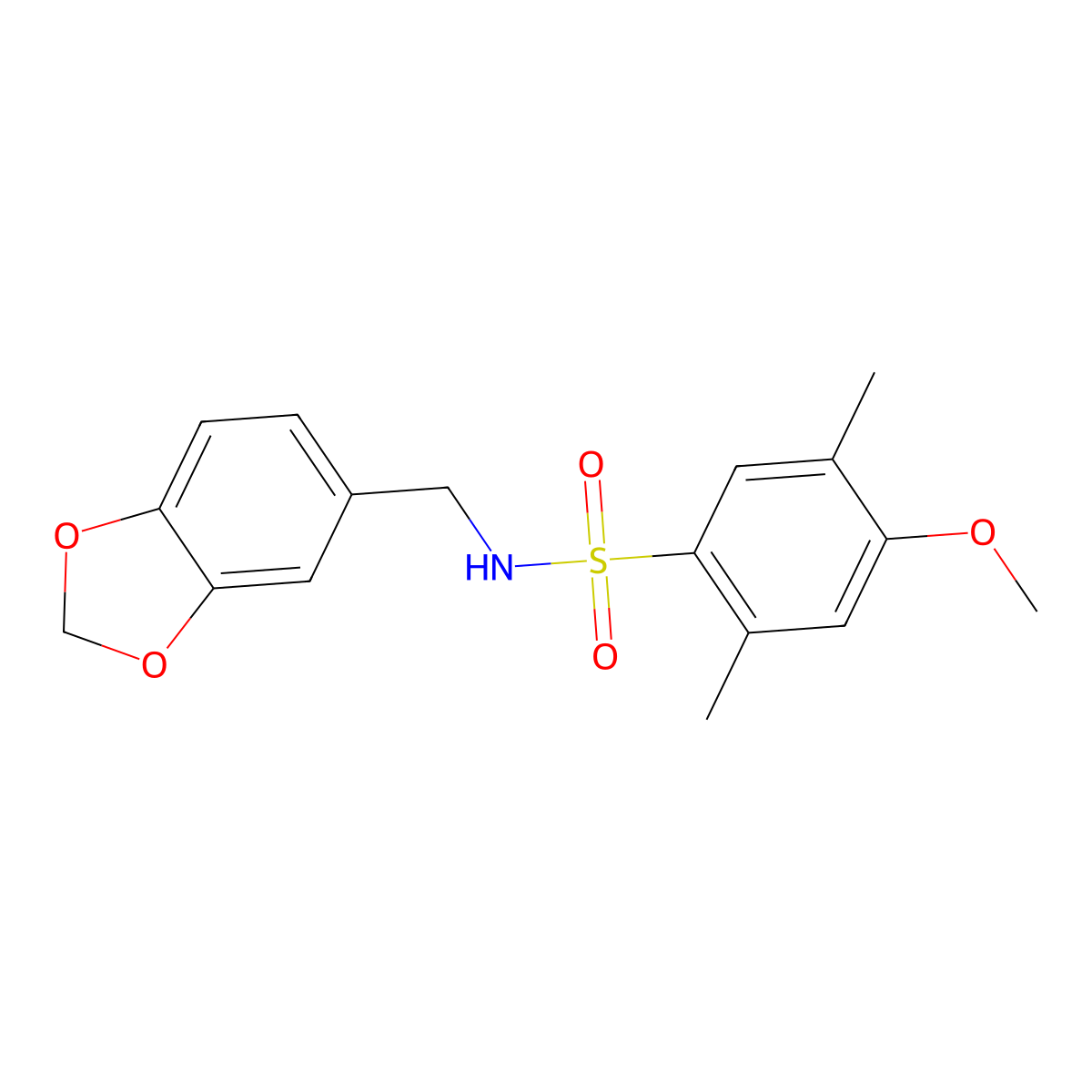 N-(1,3-benzodioxol-5-ylmethyl)-4-methoxy-2,5-dimethylbenzenesulfonamide molecular structure, CAS 433975-22-5