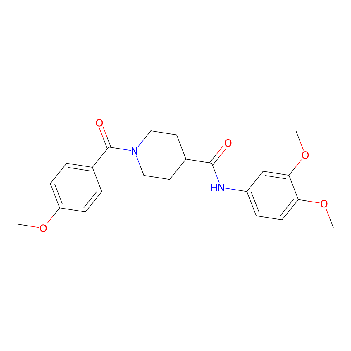 N-(3,4-dimethoxyphenyl)-1-(4-methoxybenzoyl)piperidine-4-carboxamide molecular structure, CAS 433975-25-8
