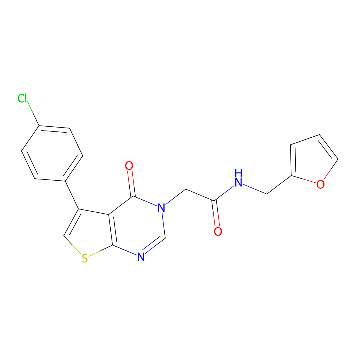 2-(5-(4-chlorophenyl)-4-oxothieno[2,3-d]pyrimidin-3(4H)-yl)-N-(furan-2-ylmethyl)acetamide molecular structure, CAS 433975-29-2