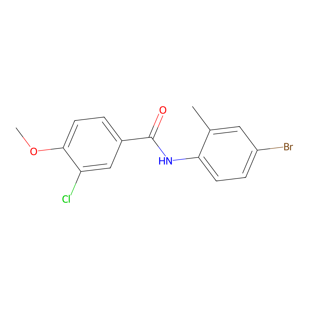 N-(4-bromo-2-methylphenyl)-3-chloro-4-methoxybenzamide molecular structure, CAS 433975-36-1