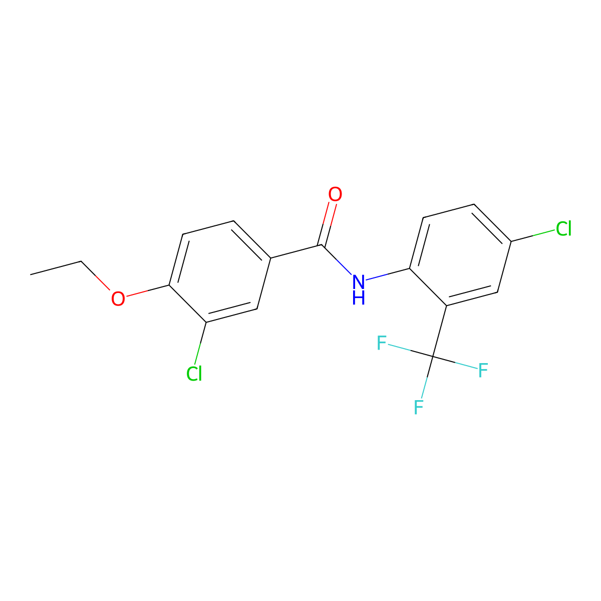 3-chloro-N-[4-chloro-2-(trifluoromethyl)phenyl]-4-ethoxybenzamide molecular structure, CAS 433975-38-3