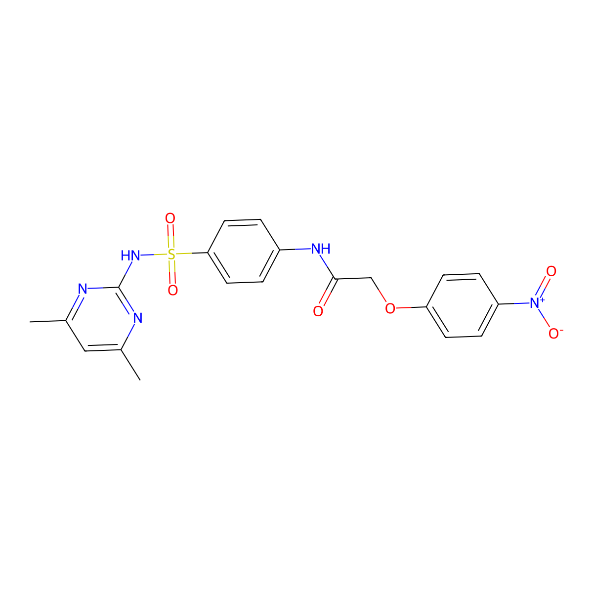 N-{4-[(4,6-dimethylpyrimidin-2-yl)sulfamoyl]phenyl}-2-(4-nitrophenoxy)acetamide molecular structure, CAS 433975-42-9