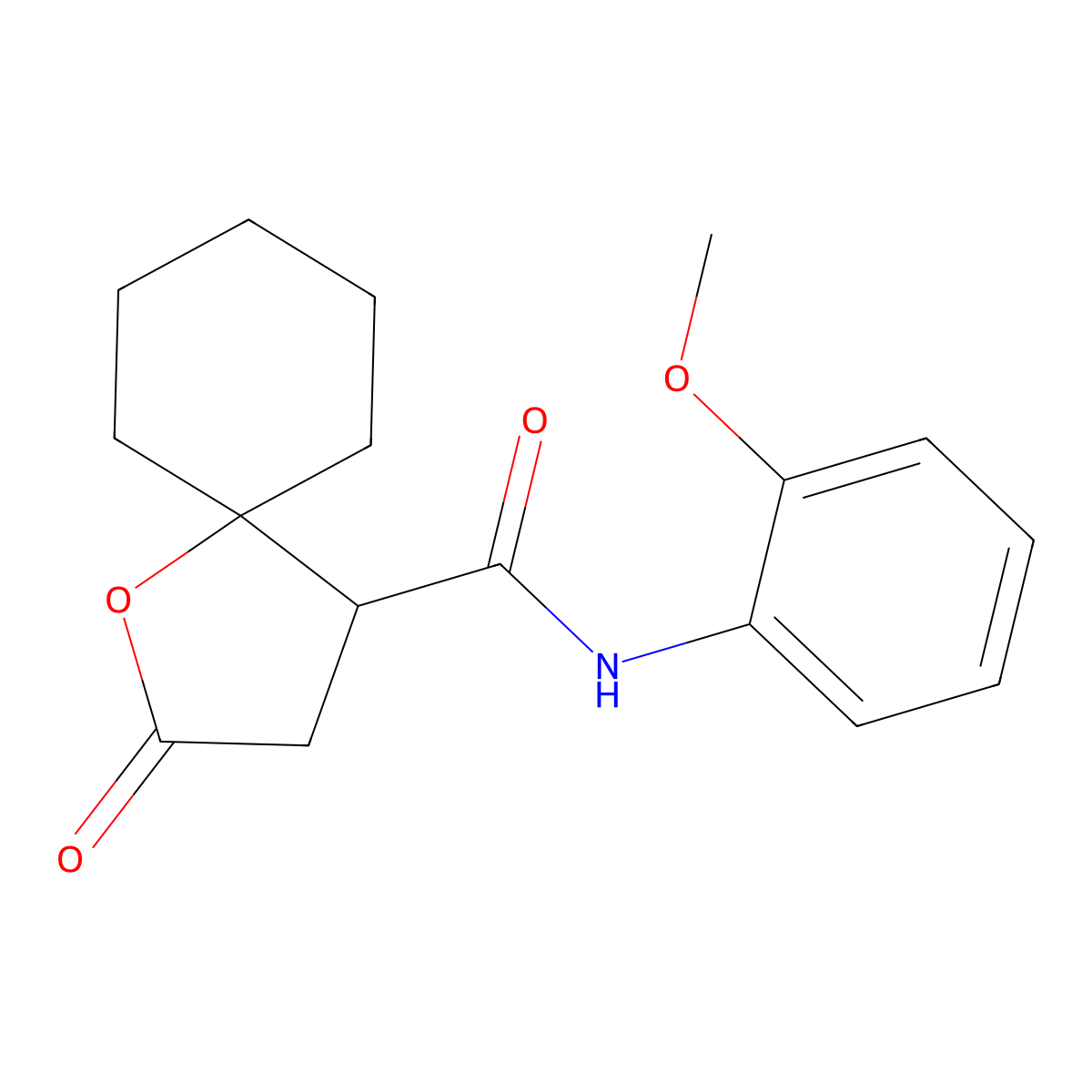 N-(2-methoxyphenyl)-2-oxo-1-oxaspiro[4.5]decane-4-carboxamide molecular structure, CAS 433975-58-7