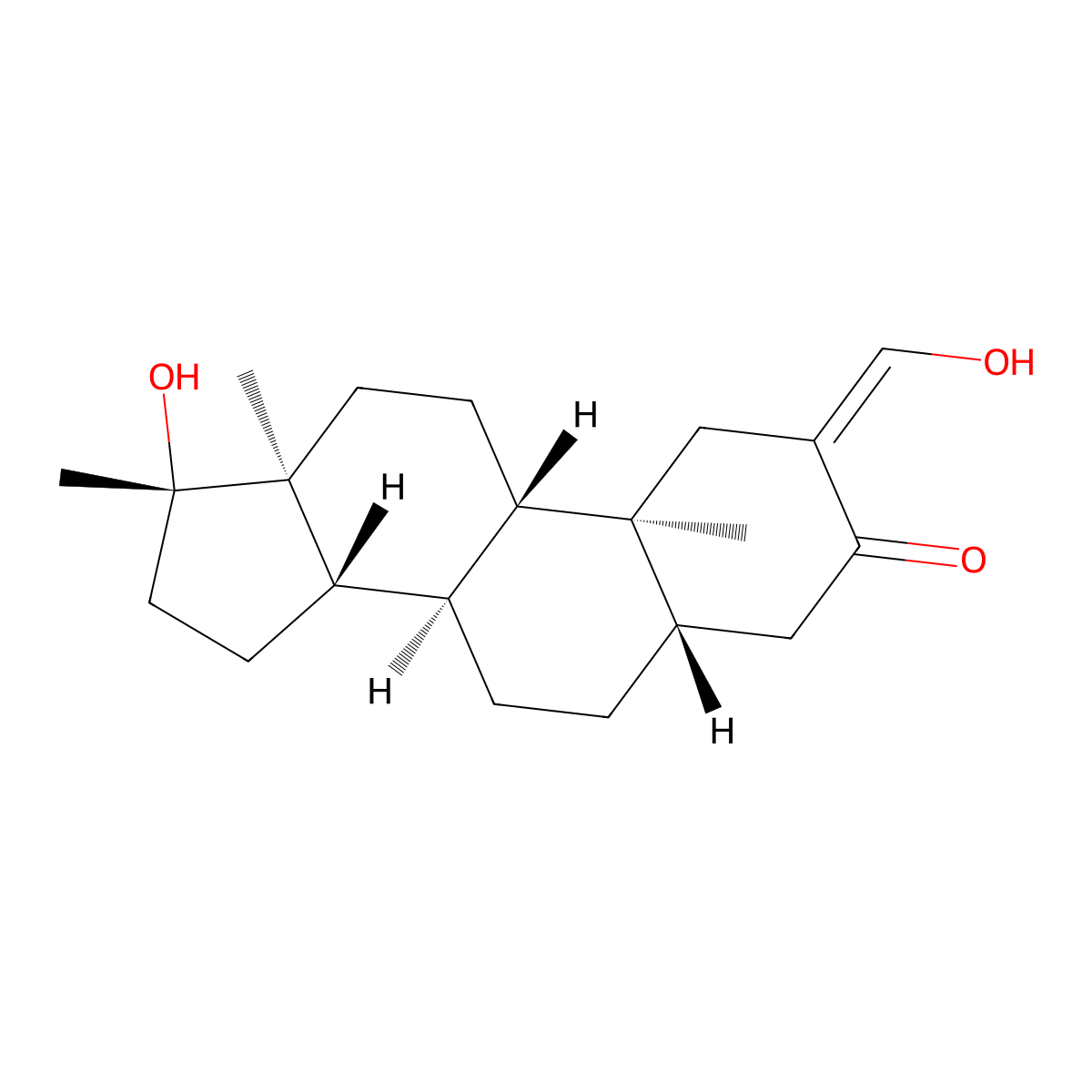 Oxymetholone molecular structure, CAS 434-07-1