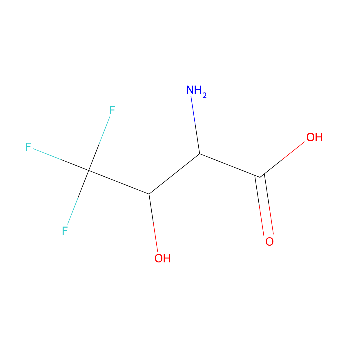 2-Amino-4,4,4-trifluoro-3-hydroxybutanoic acid molecular structure, CAS 434-38-8