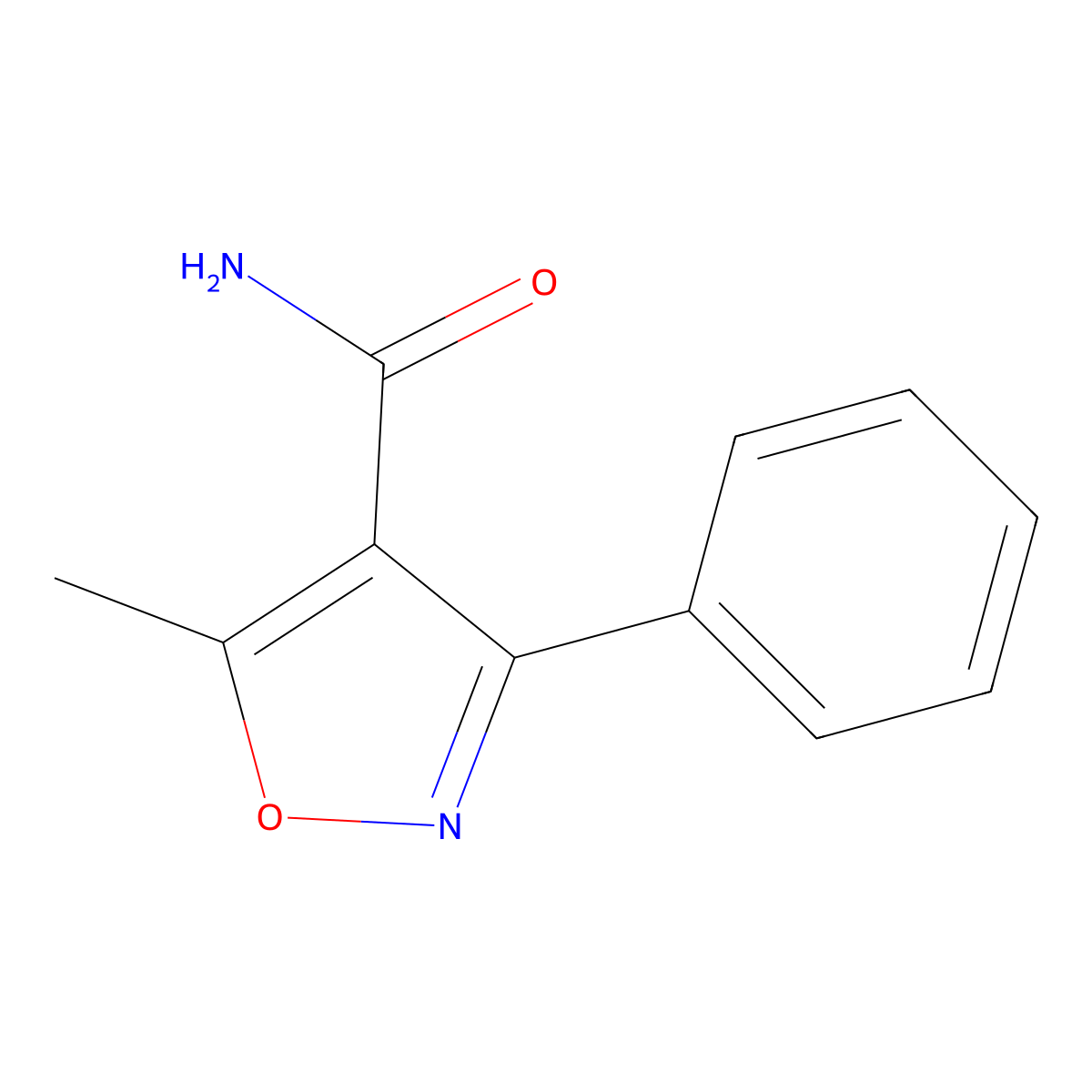 5-Methyl-3-phenylisoxazole-4-carboxamide molecular structure, CAS 4340-44-7
