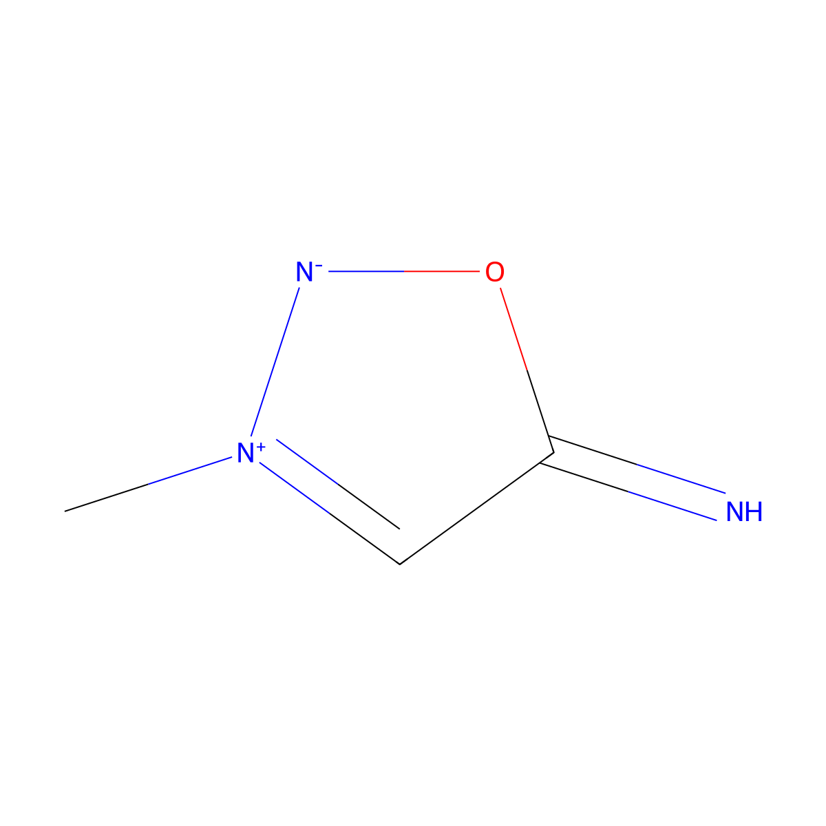 5-Amino-3-methyl-1,2,3-oxadiazolium, inner salt hydrochloride molecular structure, CAS 4340-70-9
