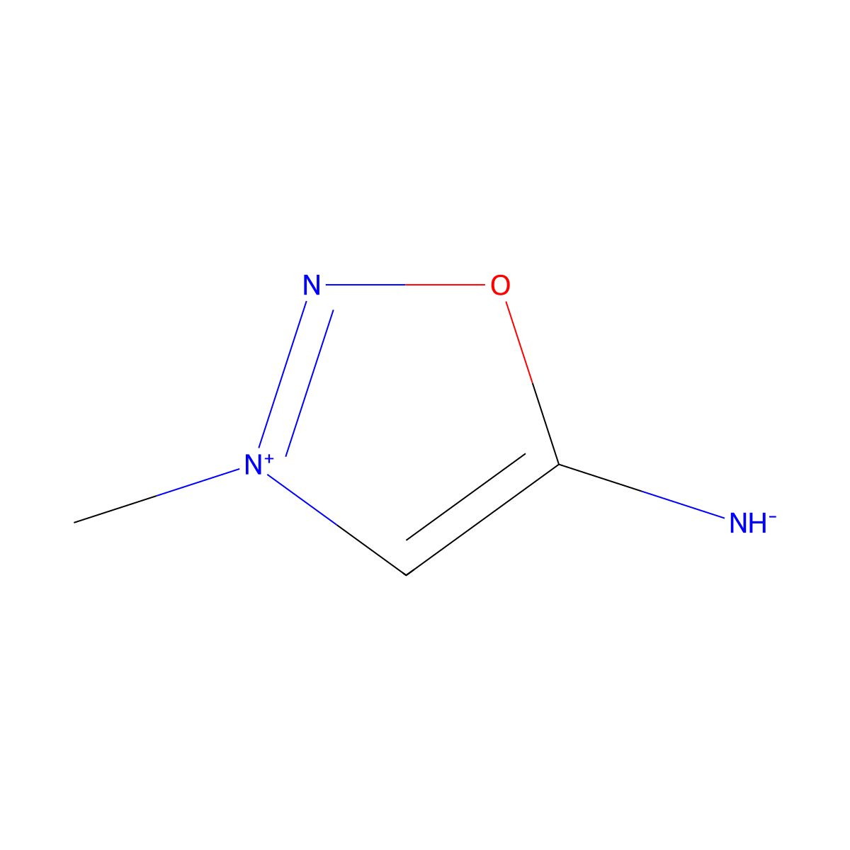 5-Amino-3-methyl-1,2,3-oxadiazolium, inner salt hydrochloride molecular structure, CAS 4340-70-9