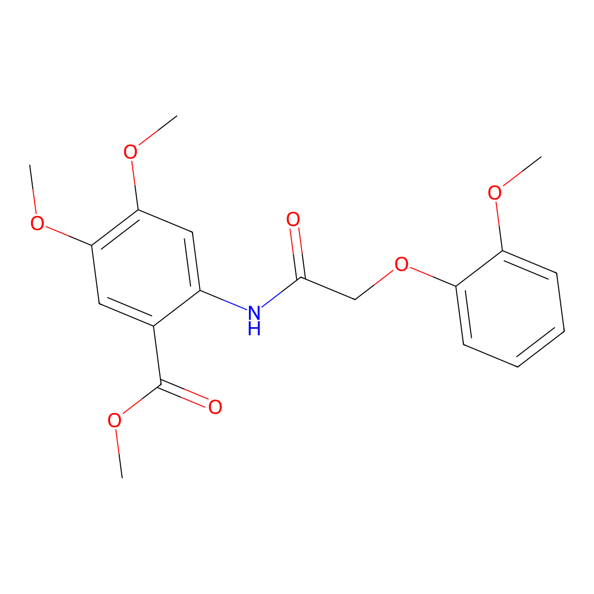 Methyl 4,5-dimethoxy-2-{[(2-methoxyphenoxy)acetyl]amino}benzoate molecular structure, CAS 434286-97-2