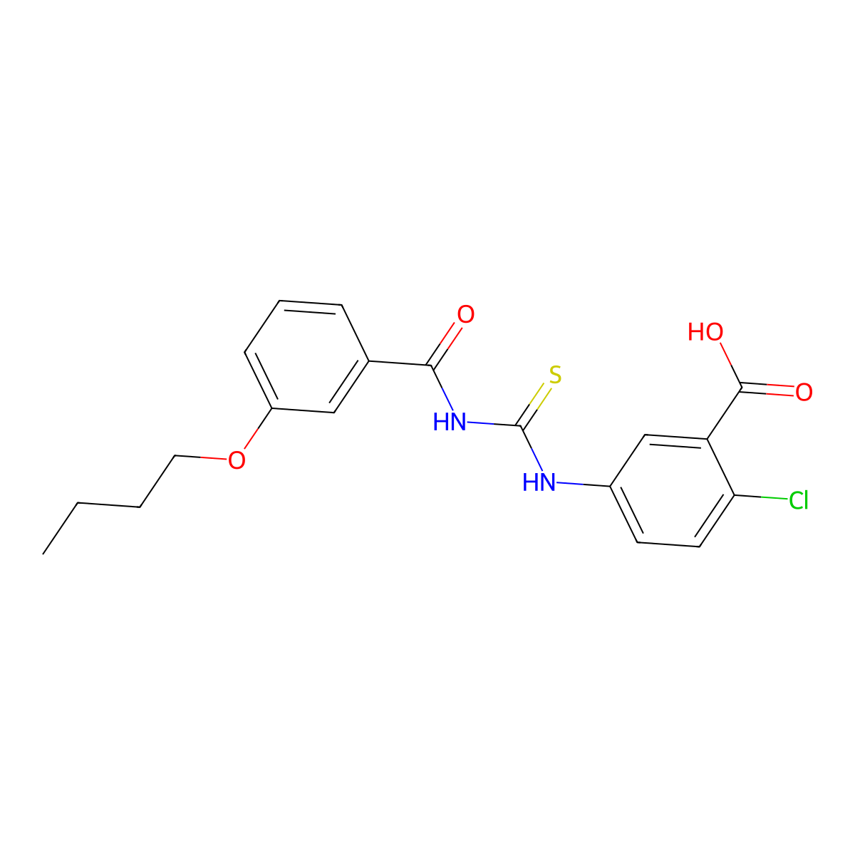 5-[(3-Butoxybenzoyl)carbamothioylamino]-2-chlorobenzoic acid molecular structure, CAS 434286-98-3