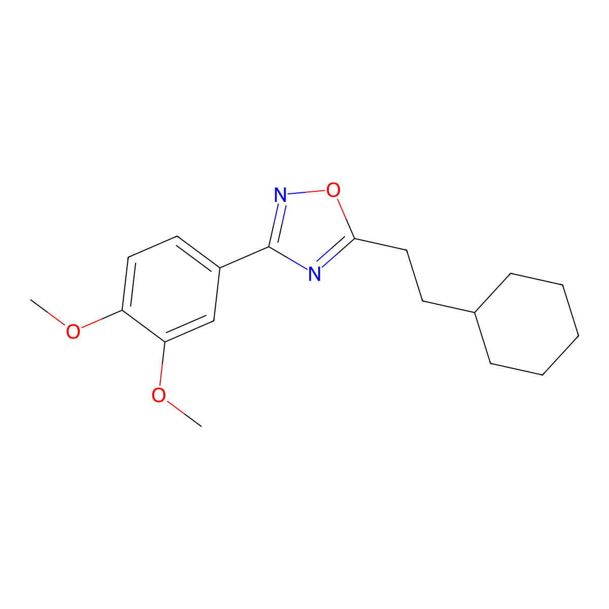 5-(2-Cyclohexylethyl)-3-(3,4-dimethoxyphenyl)-1,2,4-oxadiazole molecular structure, CAS 434287-02-2