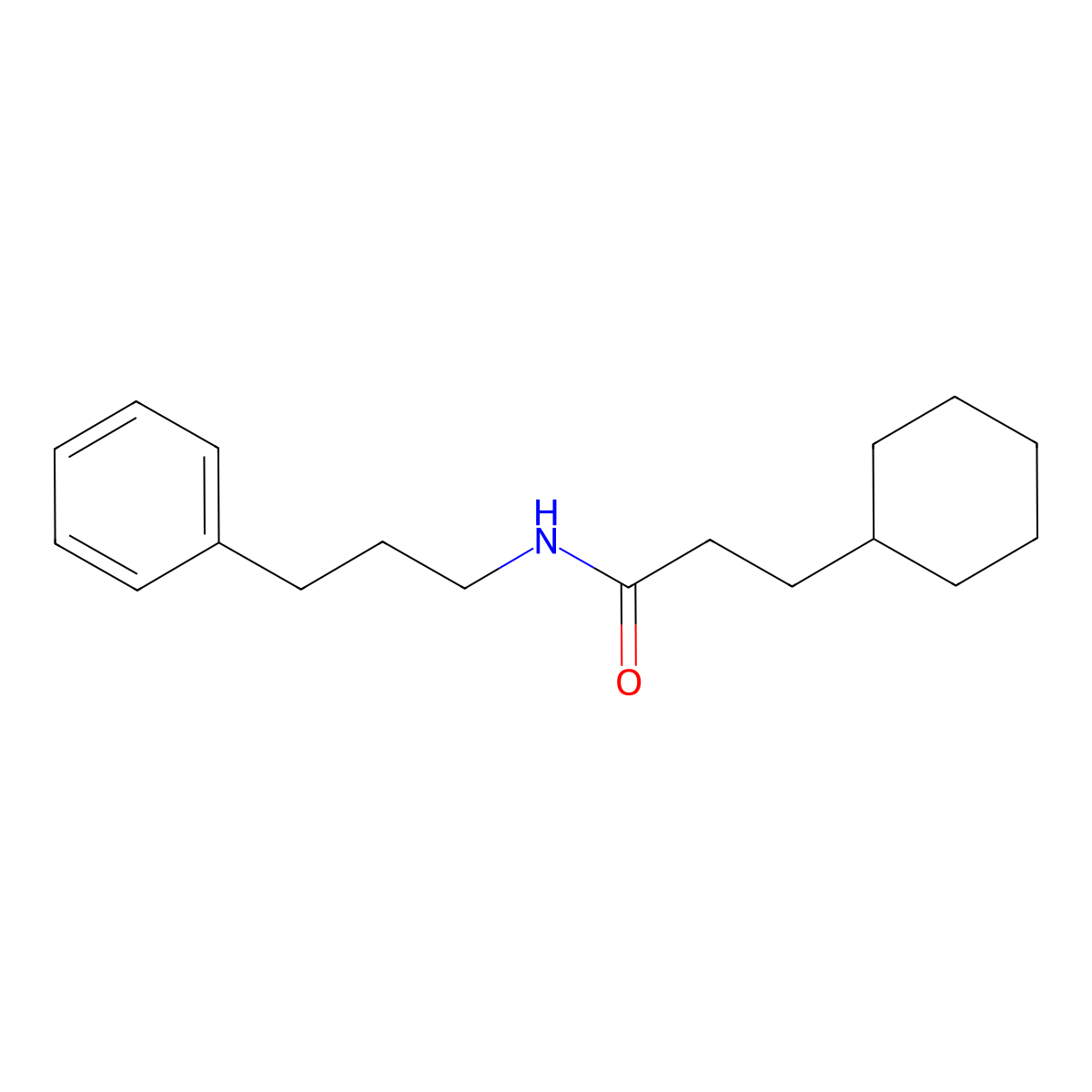 3-cyclohexyl-N-(3-phenylpropyl)propanamide molecular structure, CAS 434287-28-2