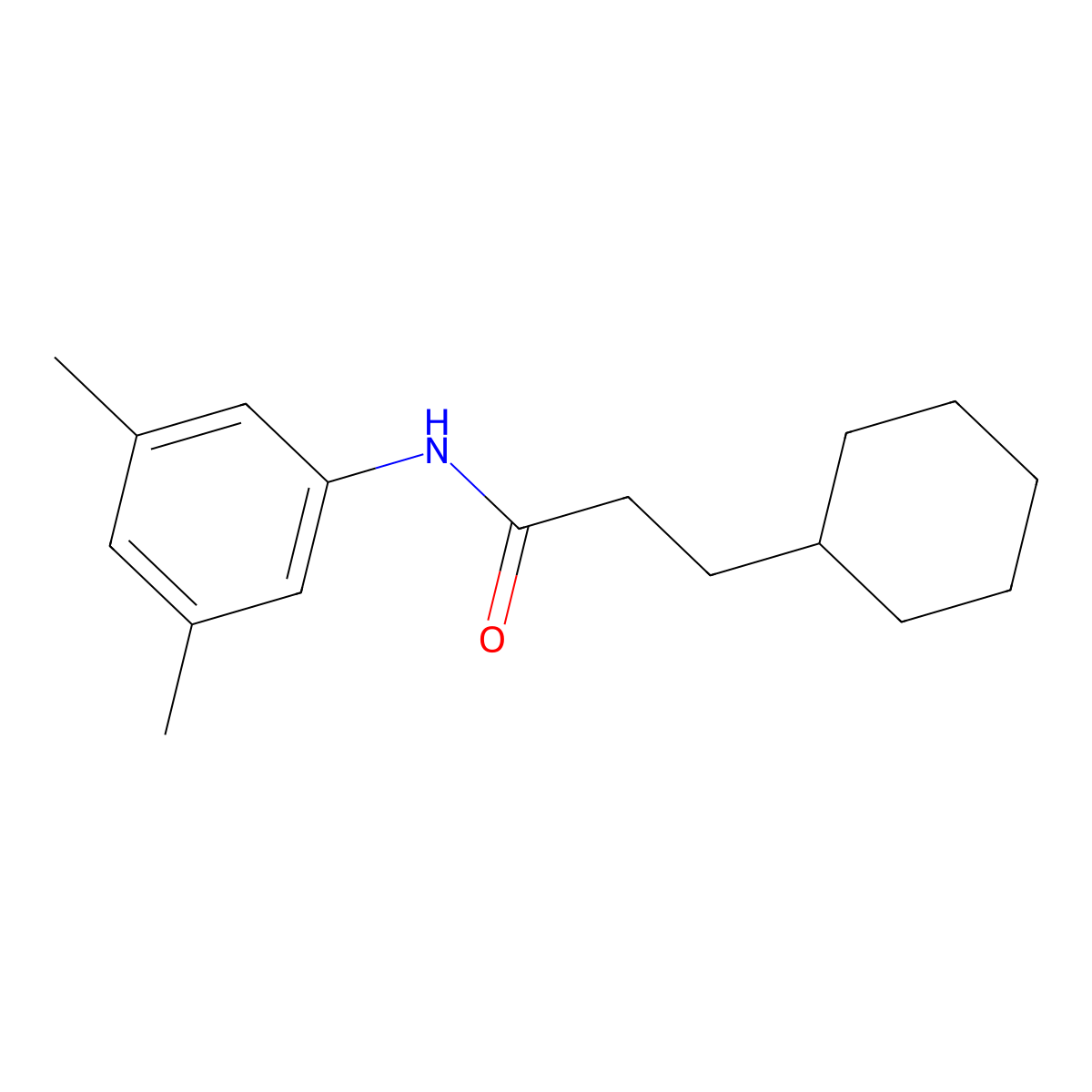 3-cyclohexyl-N-(3,5-dimethylphenyl)propanamide molecular structure, CAS 434287-30-6