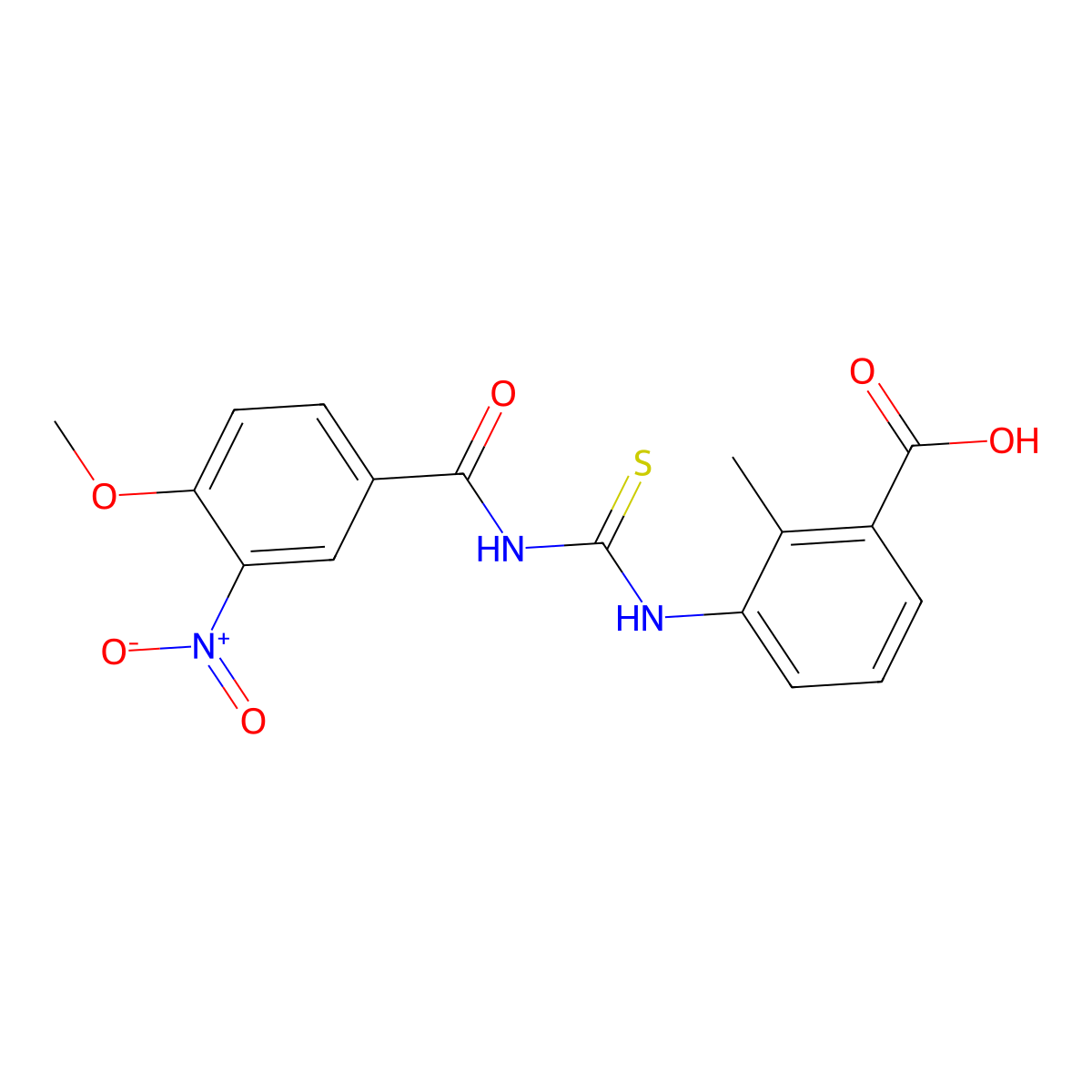 3-(3-(4-Methoxy-3-nitrobenzoyl)thioureido)-2-methylbenzoic acid molecular structure, CAS 434287-31-7