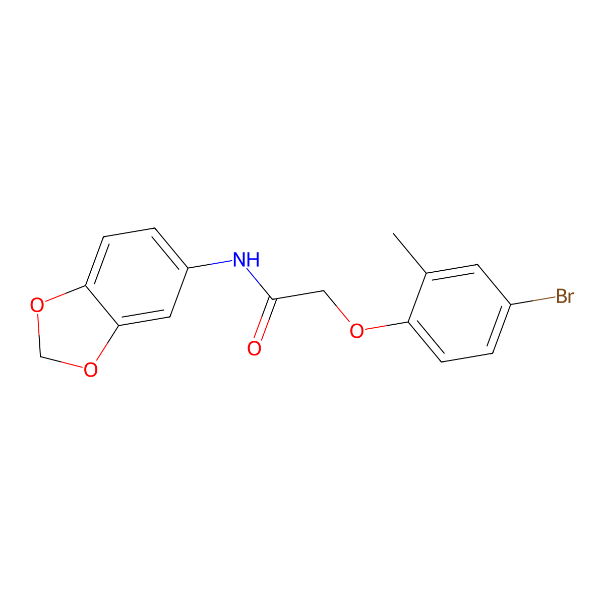 N-(1,3-benzodioxol-5-yl)-2-(4-bromo-2-methylphenoxy)acetamide molecular structure, CAS 434287-32-8