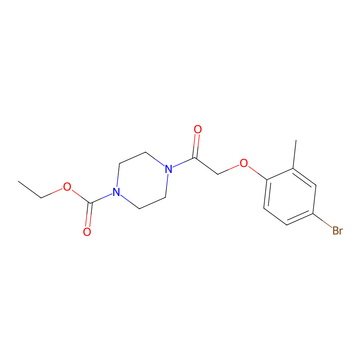 Ethyl 4-[(4-bromo-2-methylphenoxy)acetyl]-1-piperazinecarboxylate molecular structure, CAS 434287-43-1