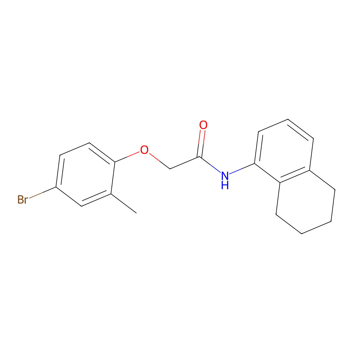 2-(4-bromo-2-methylphenoxy)-N-(5,6,7,8-tetrahydronaphthalen-1-yl)acetamide molecular structure, CAS 434287-45-3