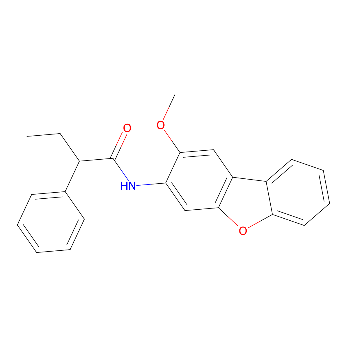 N-(2-methoxydibenzofuran-3-yl)-2-phenylbutanamide molecular structure, CAS 434287-56-6