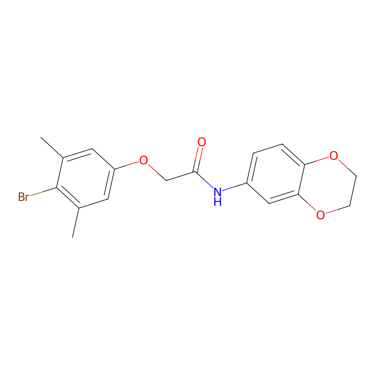2-(4-bromo-3,5-dimethylphenoxy)-N-(2,3-dihydro-1,4-benzodioxin-6-yl)acetamide molecular structure, CAS 434287-83-9