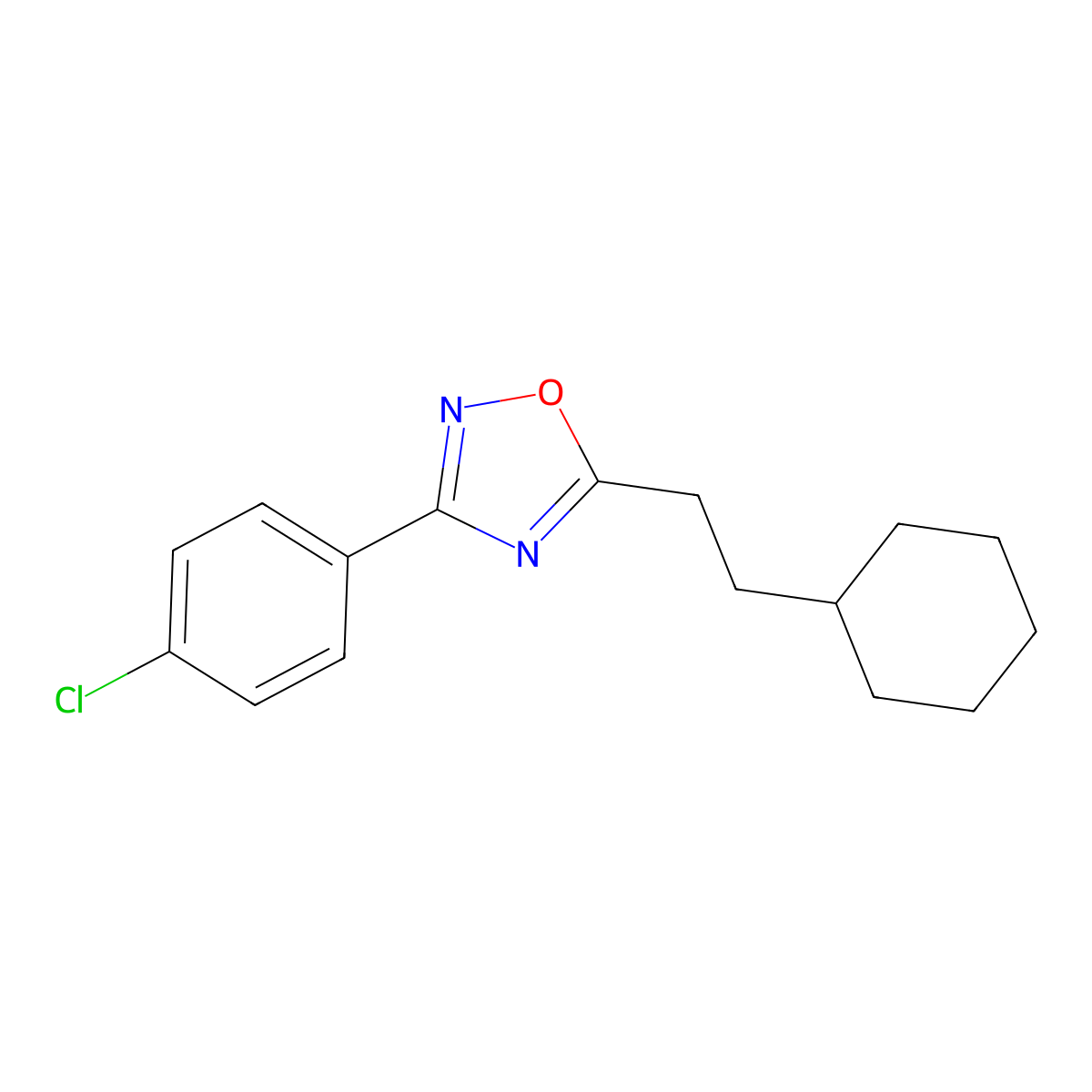 3-(4-Chlorophenyl)-5-(2-cyclohexylethyl)-1,2,4-oxadiazole molecular structure, CAS 434287-85-1