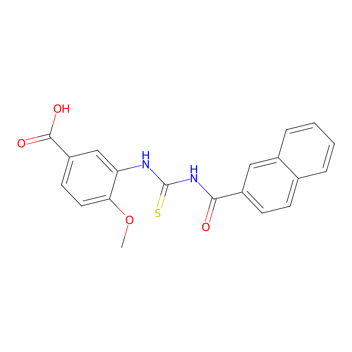 4-Methoxy-3-{[(naphthalen-2-ylcarbonyl)carbamothioyl]amino}benzoic acid molecular structure, CAS 434287-92-0