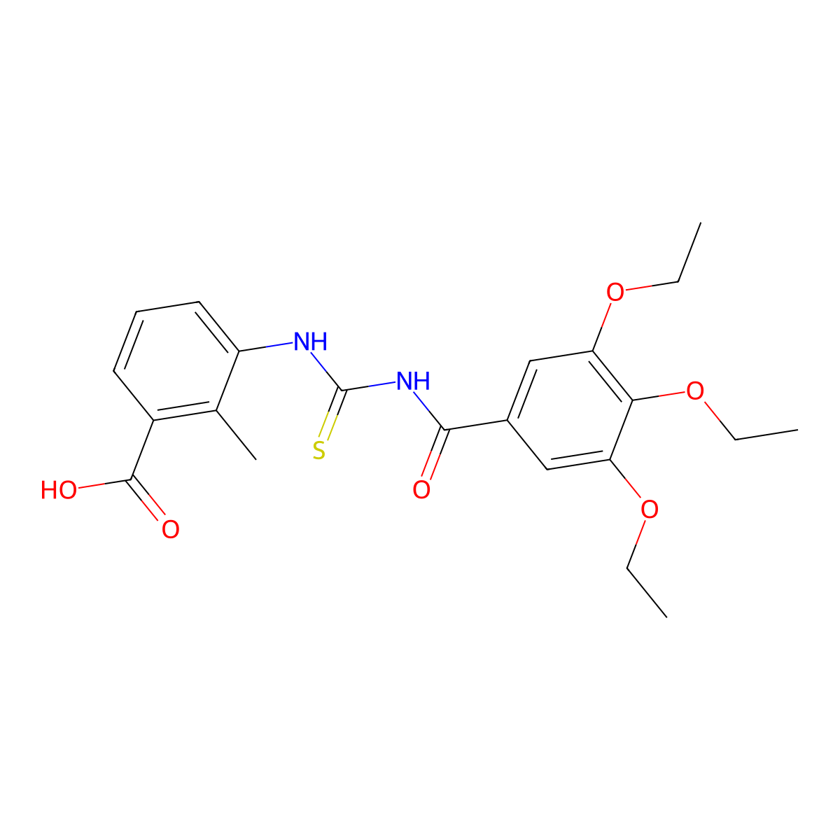 2-Methyl-3-(3-(3,4,5-triethoxybenzoyl)thioureido)benzoic acid molecular structure, CAS 434288-22-9