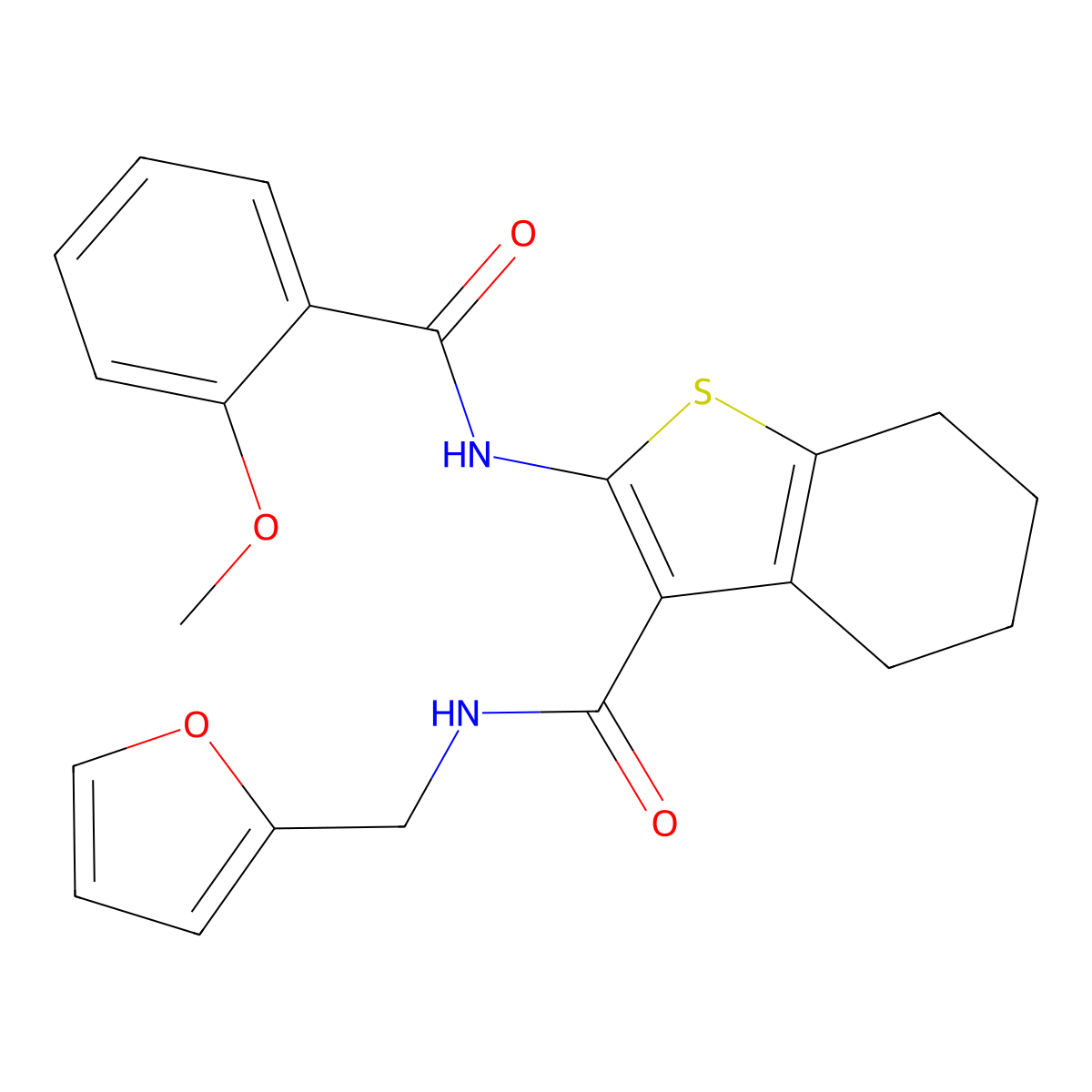 N-(2-furylmethyl)-2-[(2-methoxybenzoyl)amino]-4,5,6,7-tetrahydro-1-benzothiophene-3-carboxamide molecular structure, CAS 434288-24-1