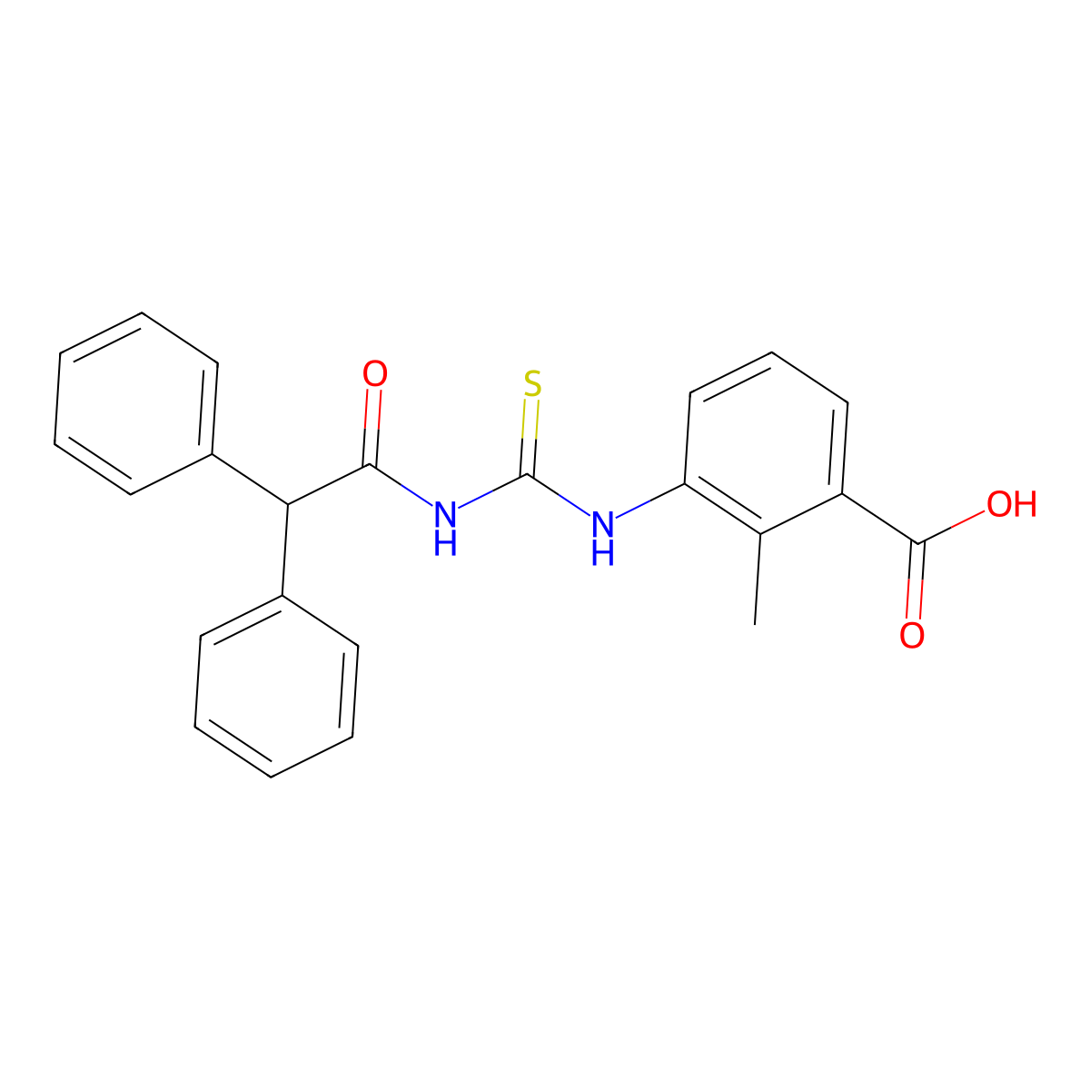 3-{[(Diphenylacetyl)carbamothioyl]amino}-2-methylbenzoic acid molecular structure, CAS 434288-33-2