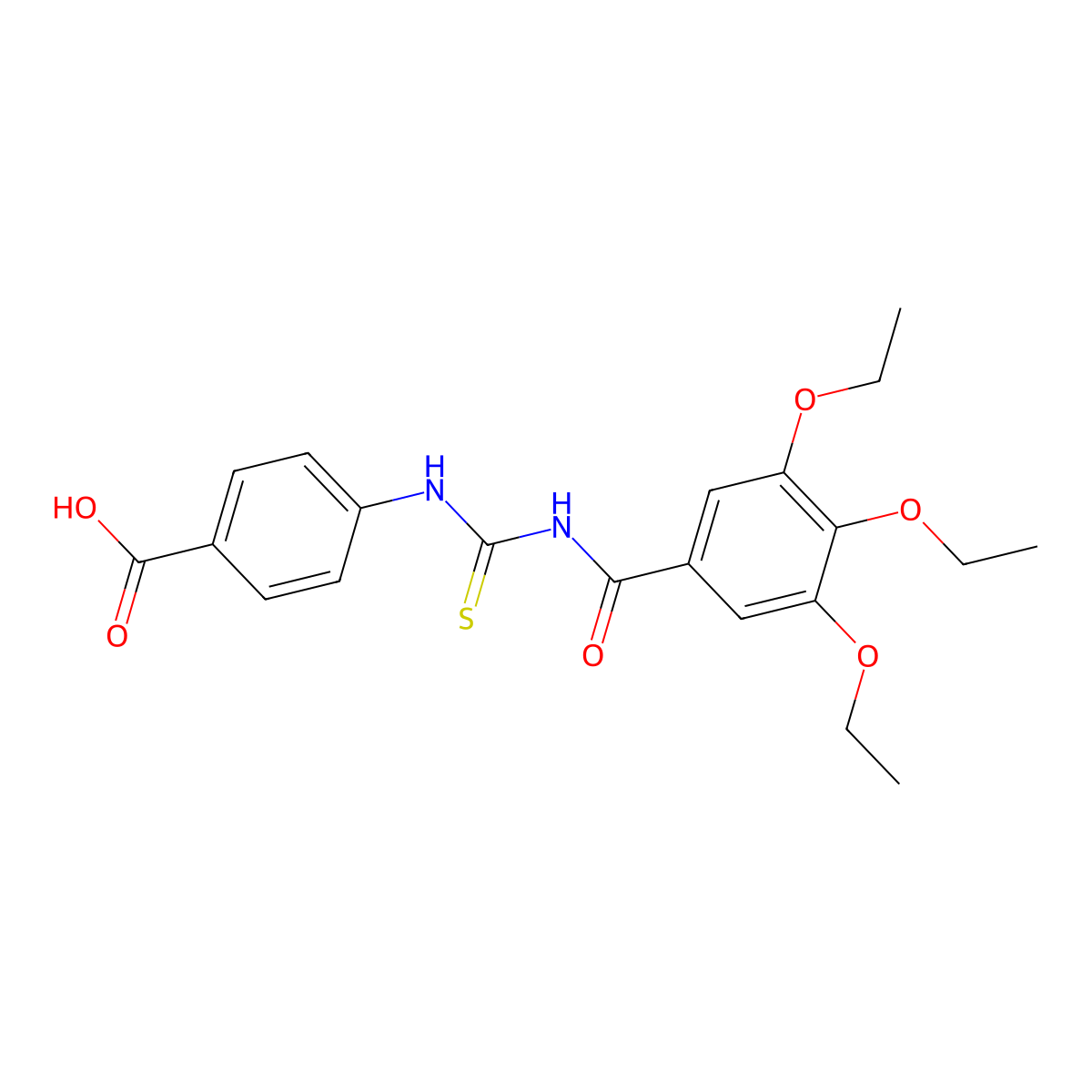 4-({[(3,4,5-Triethoxyphenyl)carbonyl]carbamothioyl}amino)benzoic acid molecular structure, CAS 434288-95-6