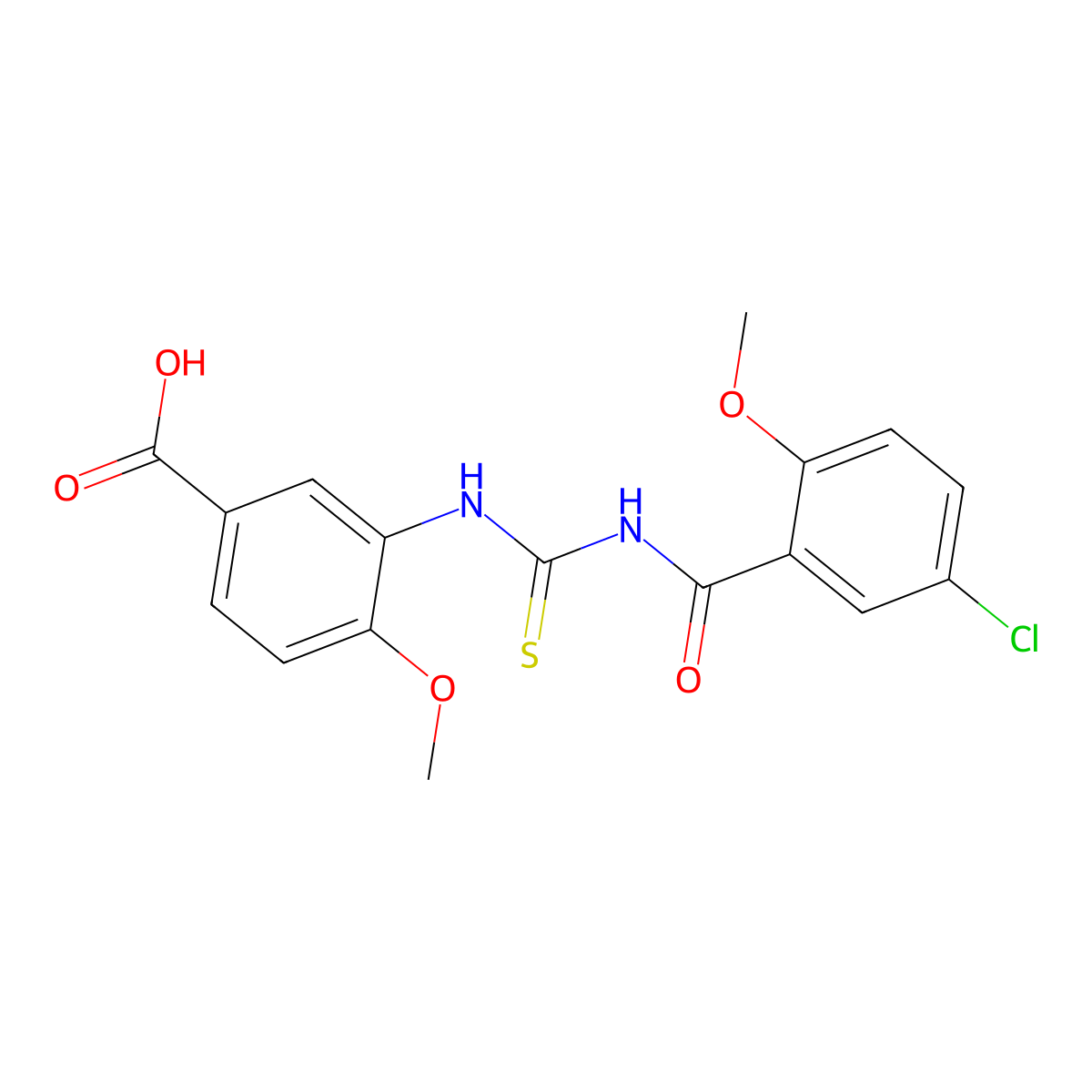 3-({[(5-Chloro-2-methoxyphenyl)carbonyl]carbamothioyl}amino)-4-methoxybenzoic acid molecular structure, CAS 434289-64-2