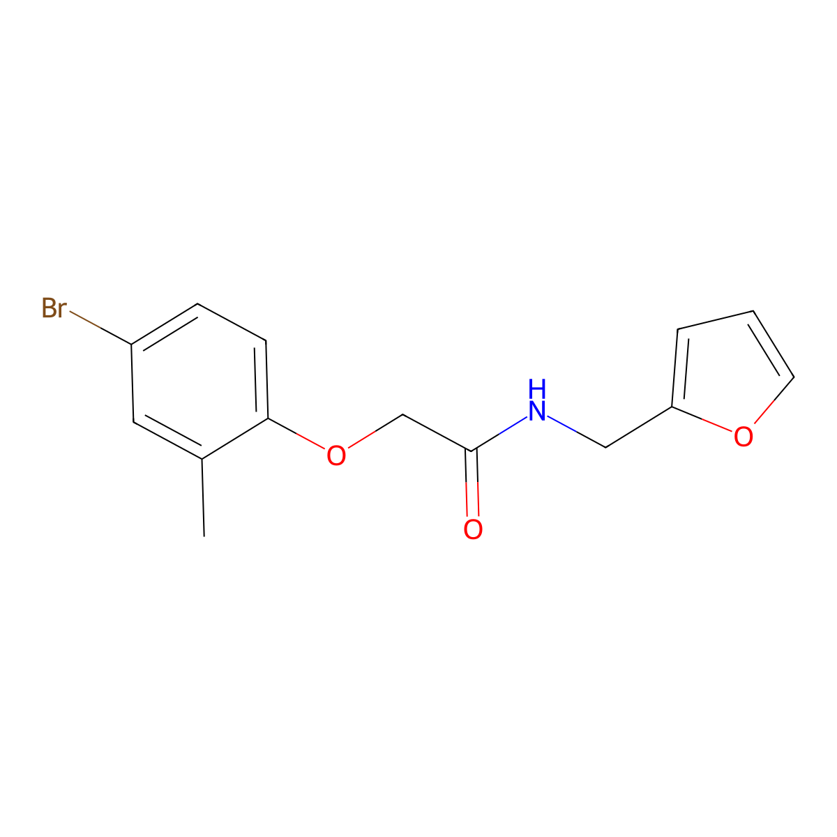 2-(4-bromo-2-methylphenoxy)-N-(furan-2-ylmethyl)acetamide molecular structure, CAS 434289-92-6