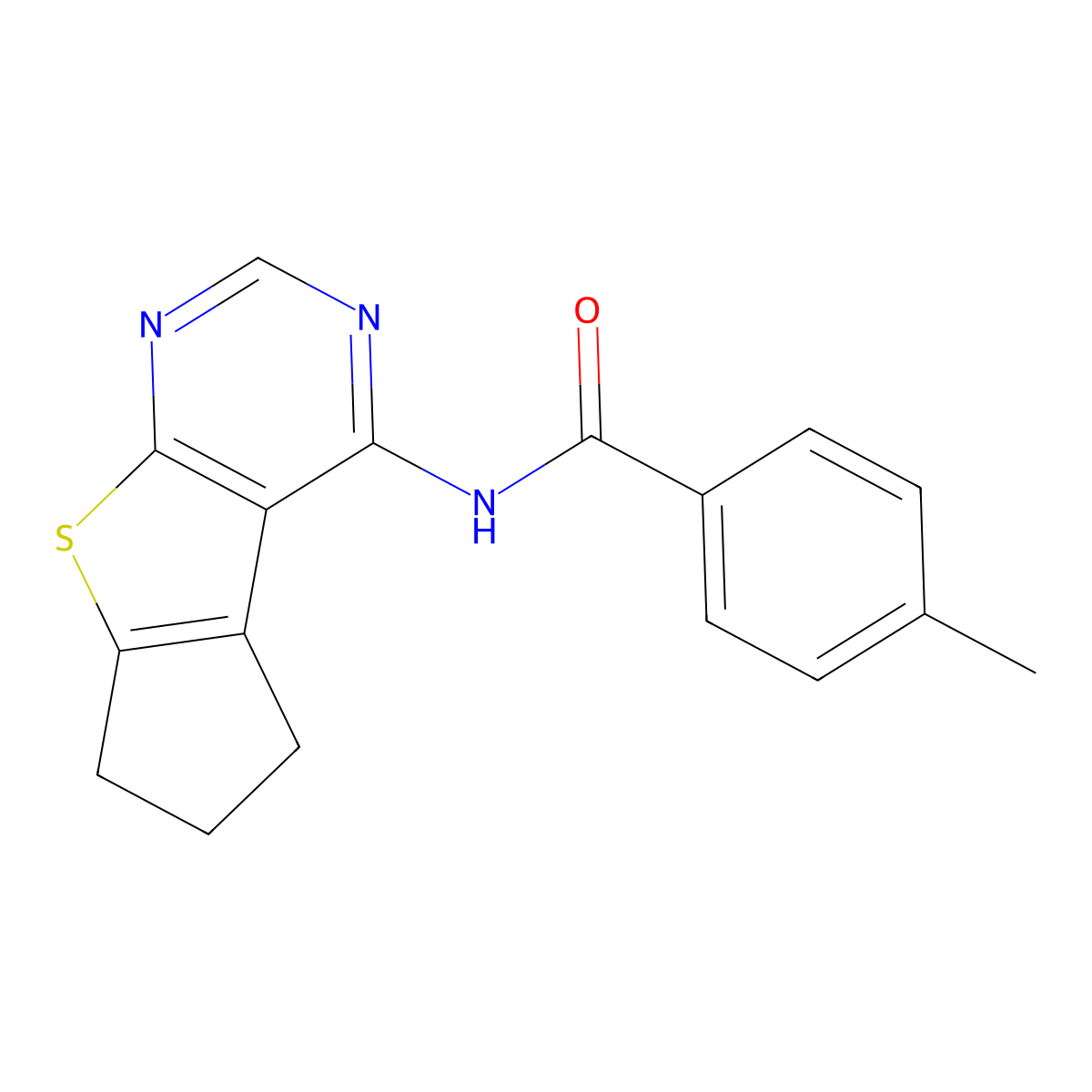 N-(6,7-dihydro-5H-cyclopenta[4,5]thieno[2,3-d]pyrimidin-4-yl)-4-methylbenzamide molecular structure, CAS 434290-34-3