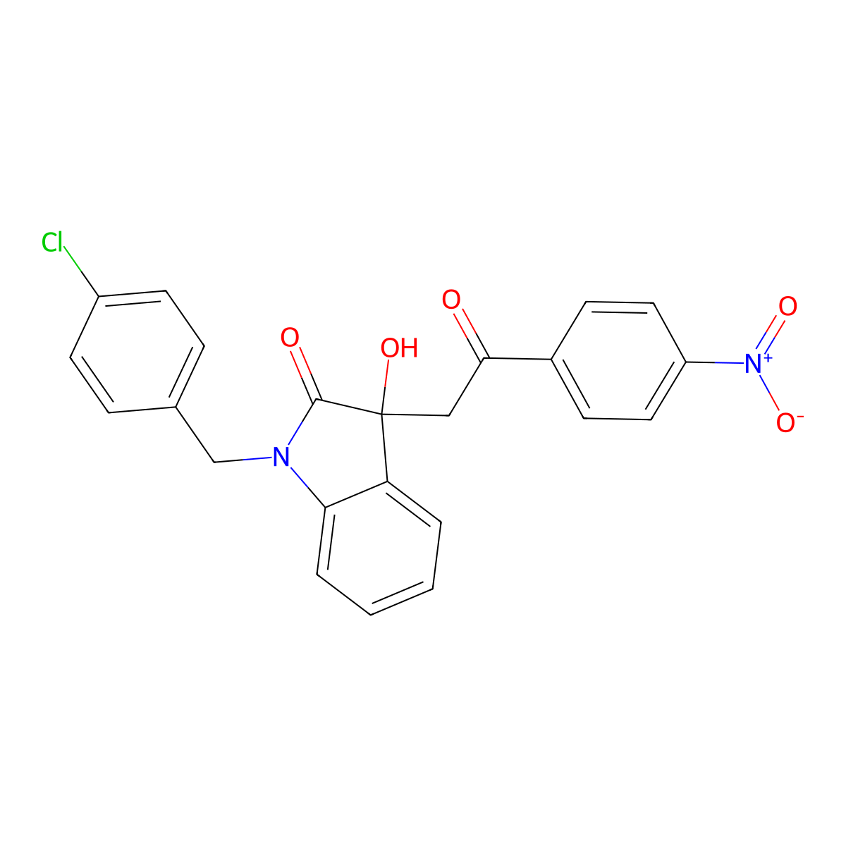 1-[(4-Chlorophenyl)methyl]-3-hydroxy-3-[2-(4-nitrophenyl)-2-oxoethyl]indol-2-one molecular structure, CAS 434290-37-6