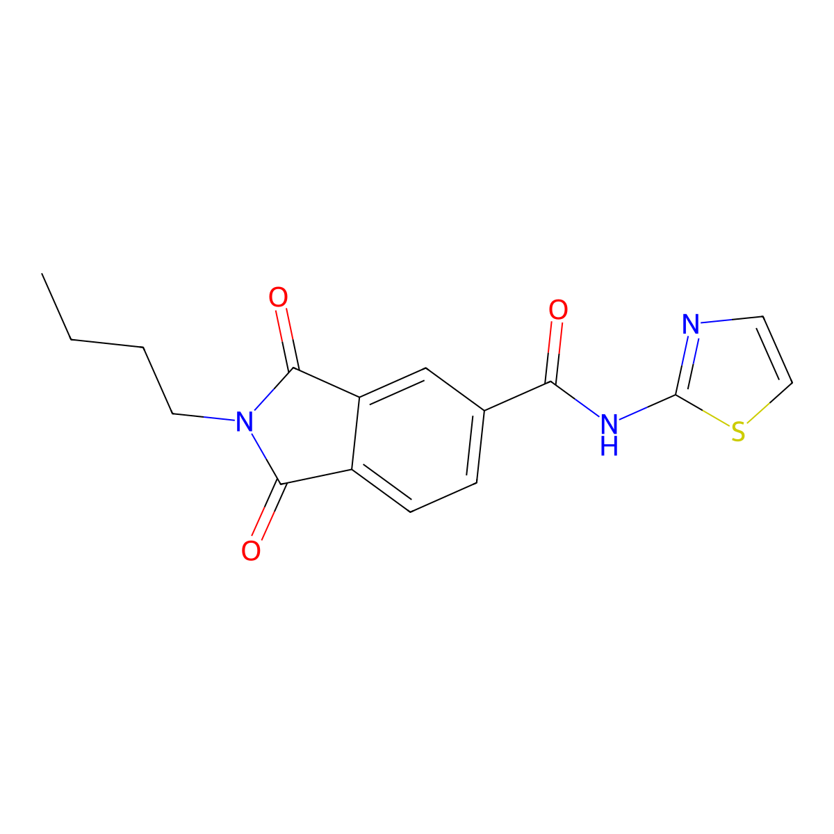 2-butyl-1,3-dioxo-N-(1,3-thiazol-2-yl)isoindole-5-carboxamide molecular structure, CAS 434290-65-0
