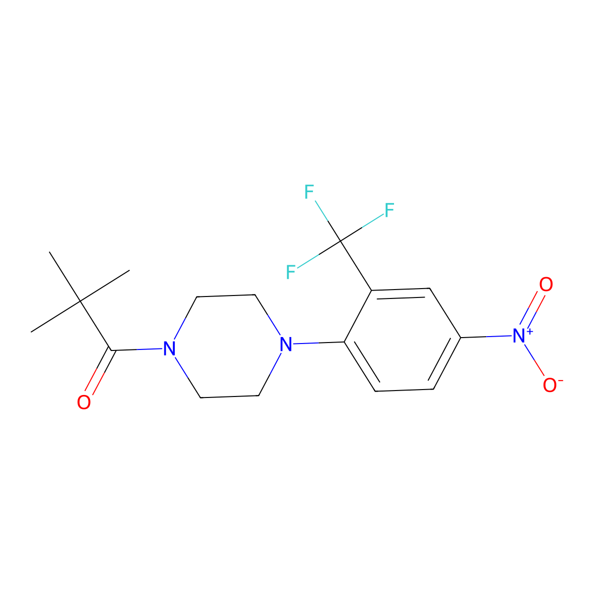 2,2-Dimethyl-1-[4-[4-nitro-2-(trifluoromethyl)phenyl]piperazin-1-yl]propan-1-one molecular structure, CAS 434290-89-8
