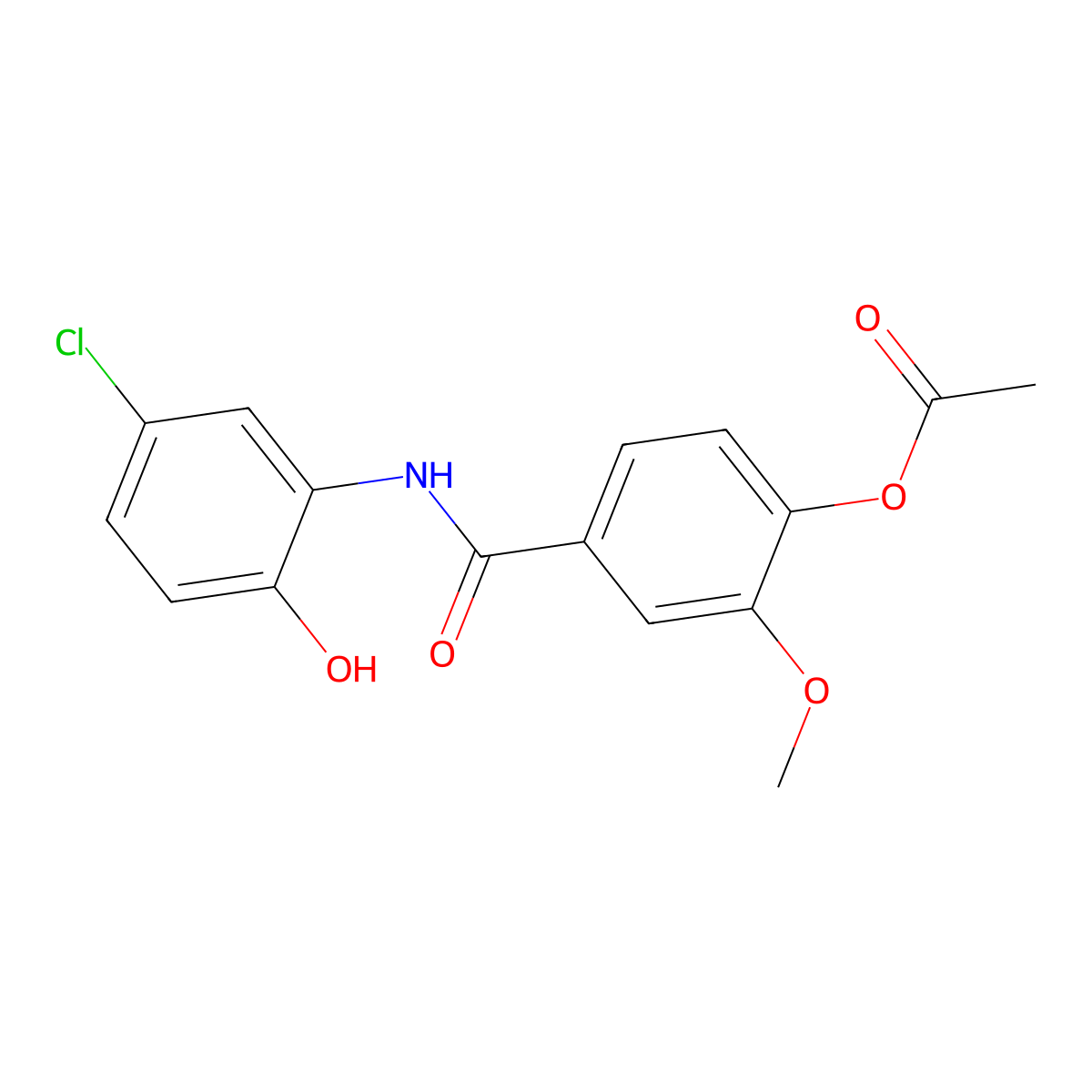 4-((5-Chloro-2-hydroxyphenyl)carbamoyl)-2-methoxyphenyl acetate molecular structure, CAS 434291-08-4
