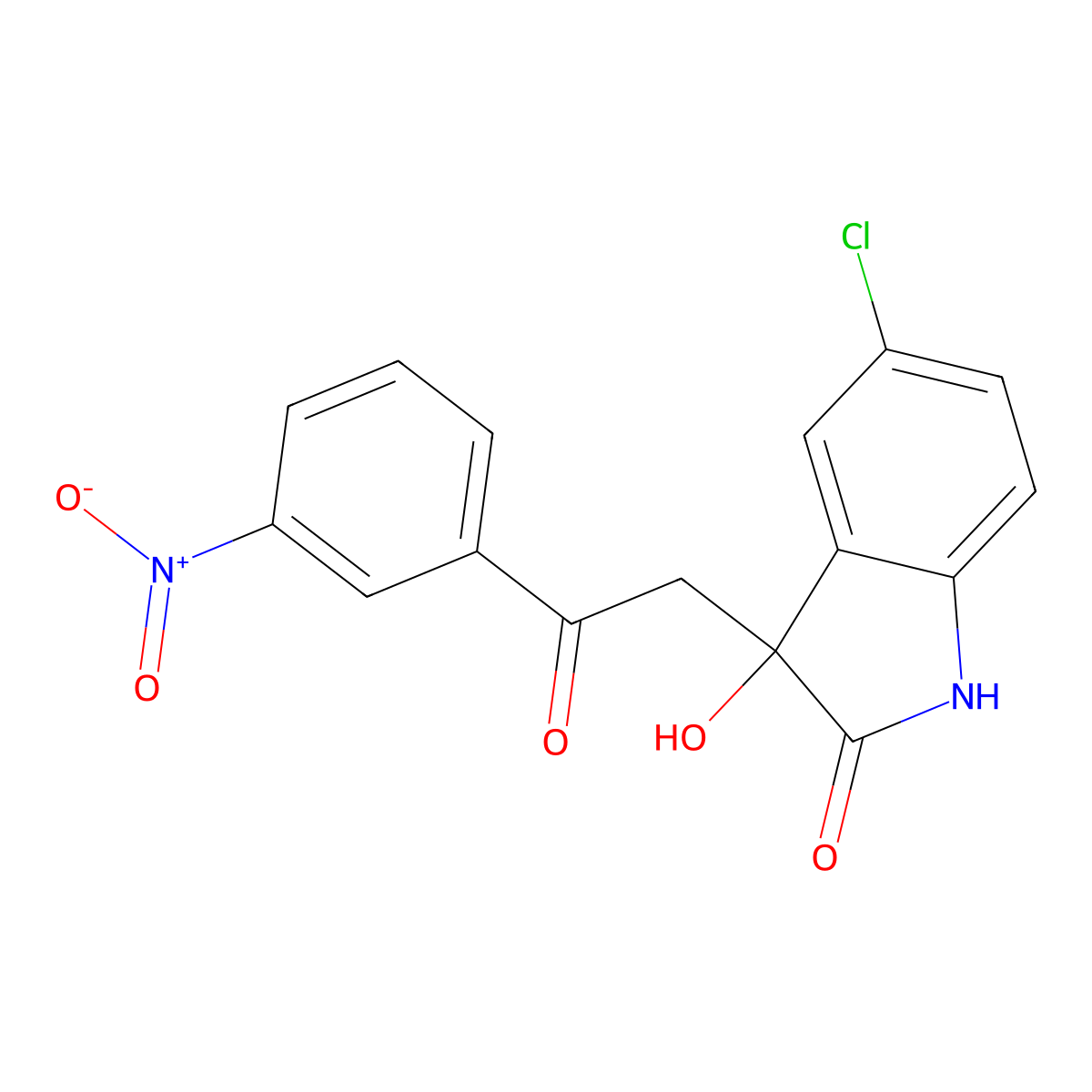 5-chloro-3-hydroxy-3-[2-(3-nitrophenyl)-2-oxoethyl]-1H-indol-2-one molecular structure, CAS 434291-20-0