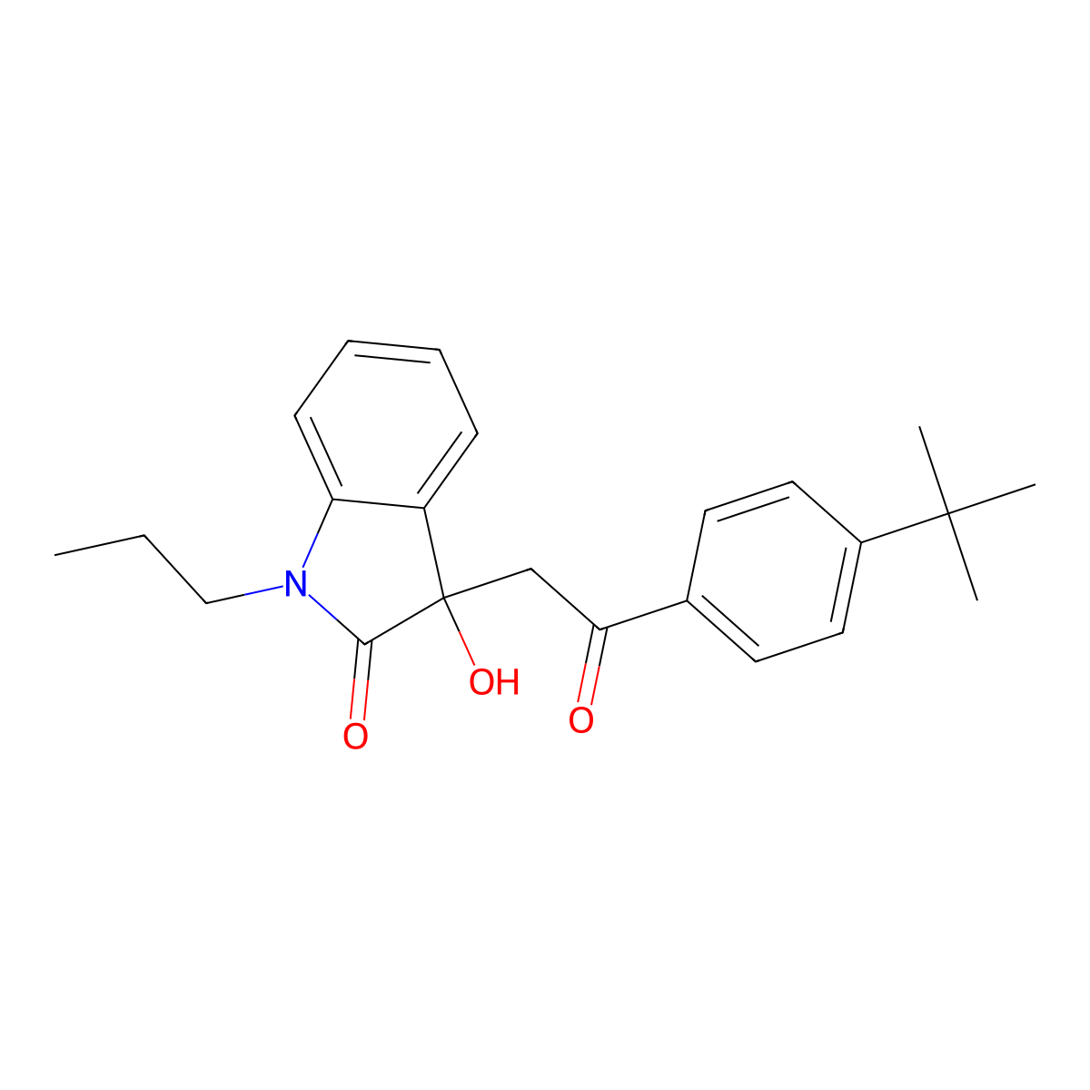 3-[2-(4-tert-butylphenyl)-2-oxoethyl]-3-hydroxy-1-propyl-1,3-dihydro-2H-indol-2-one molecular structure, CAS 434291-28-8