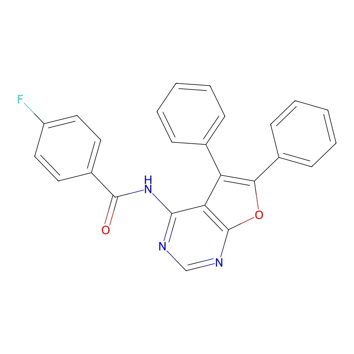 N-(5,6-diphenylfuro[2,3-d]pyrimidin-4-yl)-4-fluorobenzamide molecular structure, CAS 434291-48-2
