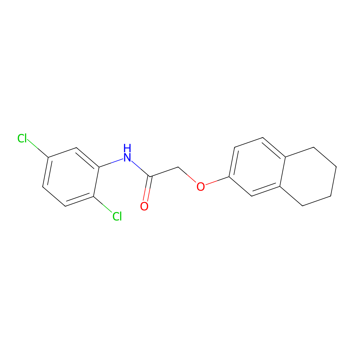 N-(2,5-dichlorophenyl)-2-(5,6,7,8-tetrahydronaphthalen-2-yloxy)acetamide molecular structure, CAS 434291-56-2