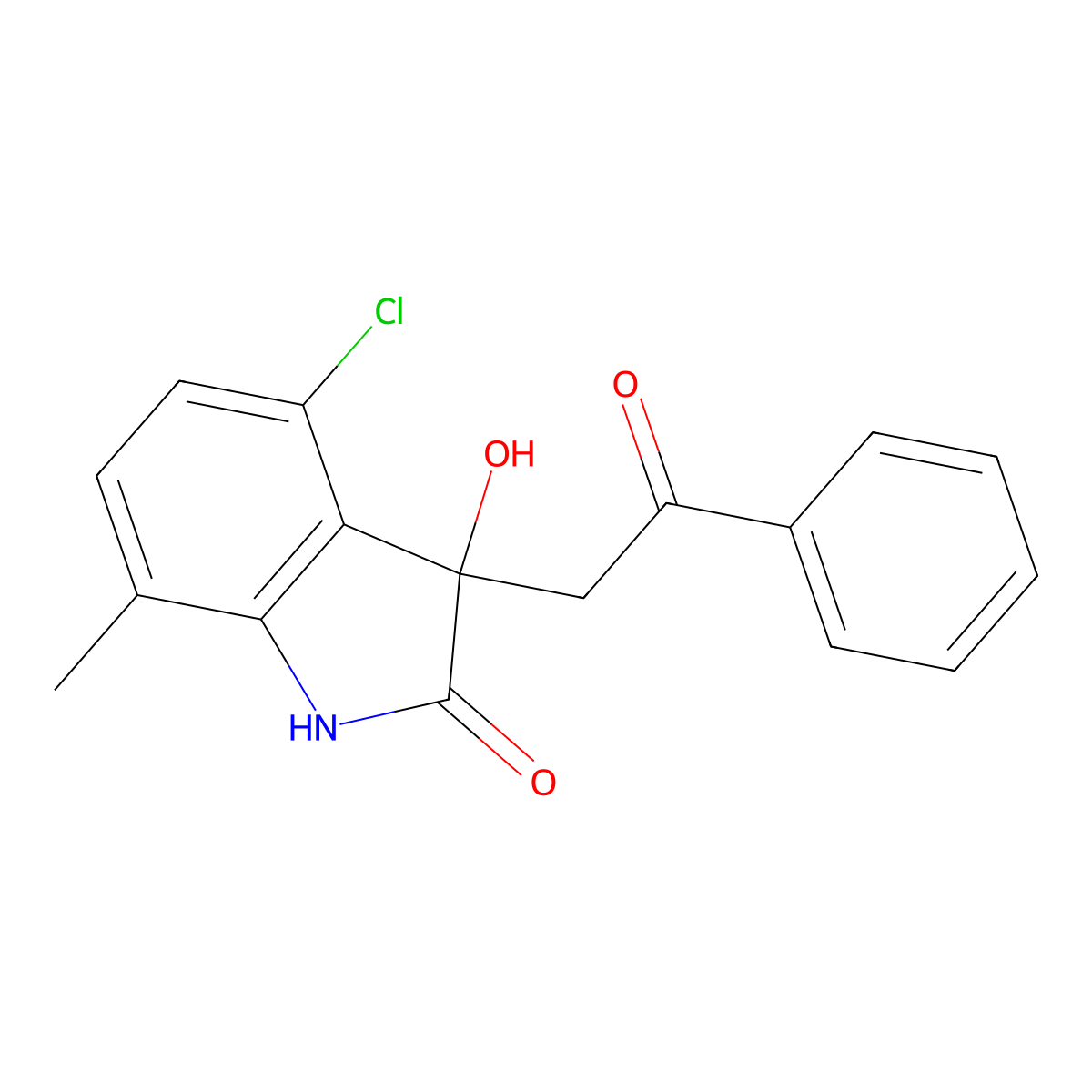 4-chloro-3-hydroxy-7-methyl-3-phenacyl-1H-indol-2-one molecular structure, CAS 434291-80-2