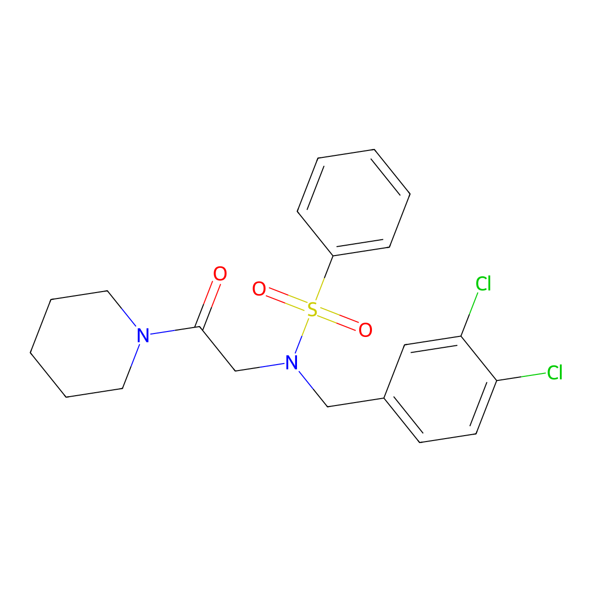 N-(3,4-dichlorobenzyl)-N-[2-oxo-2-(piperidin-1-yl)ethyl]benzenesulfonamide molecular structure, CAS 434291-84-6