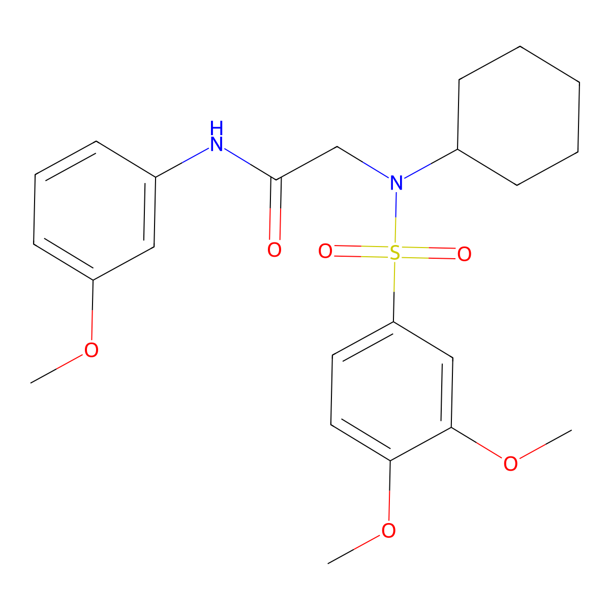 2-[cyclohexyl-(3,4-dimethoxyphenyl)sulfonylamino]-N-(3-methoxyphenyl)acetamide molecular structure, CAS 434292-00-9
