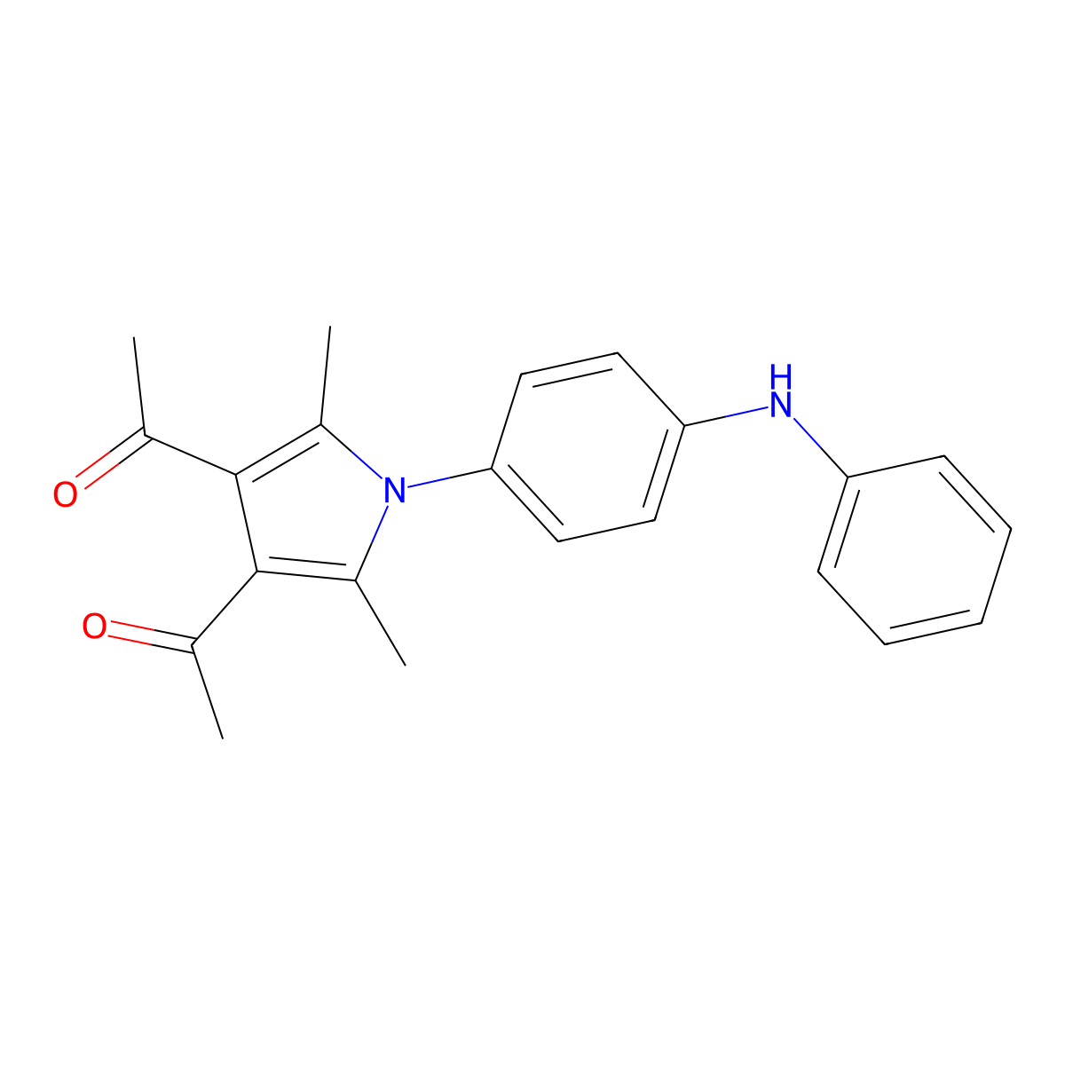 1-[4-Acetyl-1-(4-anilinophenyl)-2,5-dimethylpyrrol-3-yl]ethanone molecular structure, CAS 434292-04-3