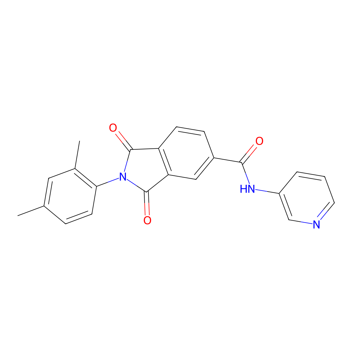2-(2,4-dimethylphenyl)-1,3-dioxo-N-pyridin-3-ylisoindole-5-carboxamide molecular structure, CAS 434292-09-8